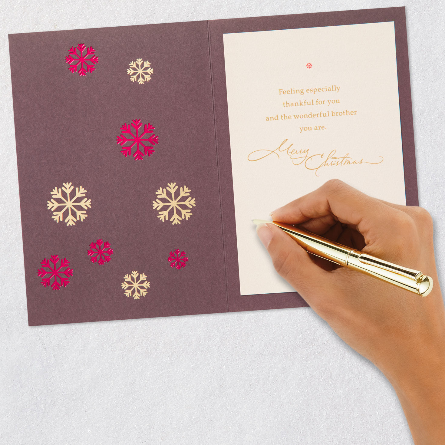 Gold Tree Christmas Card for Brother Signing card image number 6
