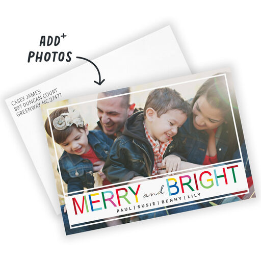Merry and Bright Flat Christmas Photo Card, 