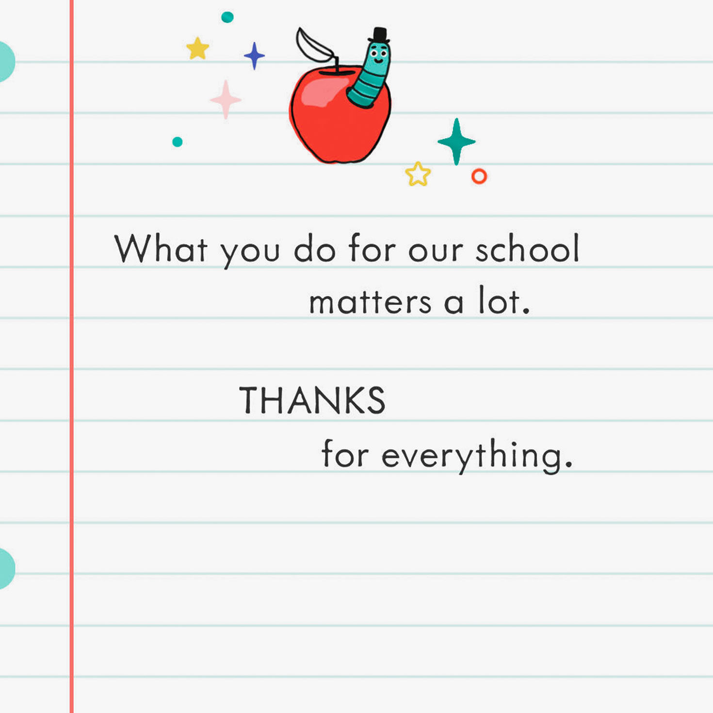 Dog With Stack of Books Thank You Card for School Staff Sentiment image number 2