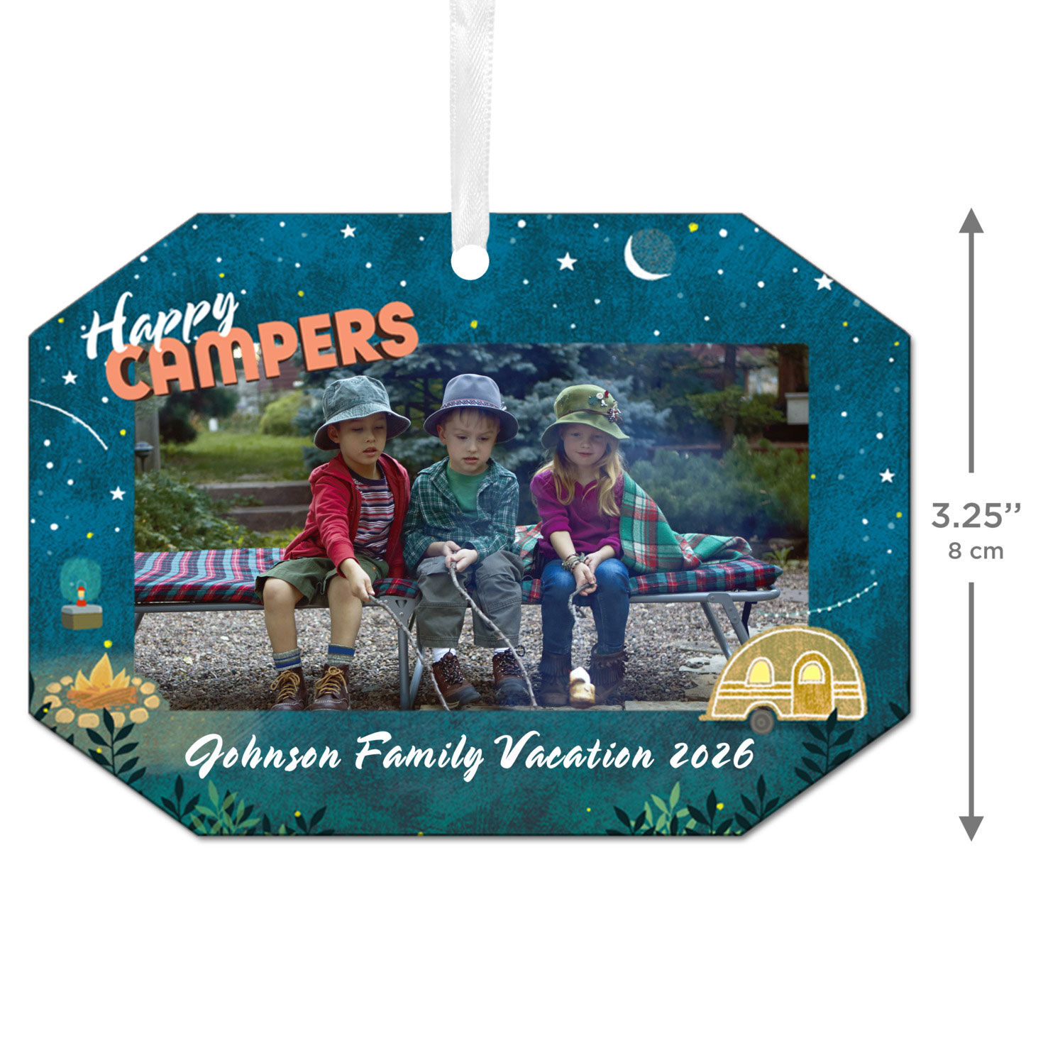 Camping Personalized Christmas Ornament measurement image number 3