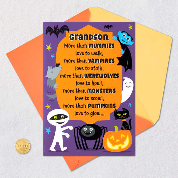 Love You More Than You Know Halloween Card for Grandson, , large image number 5