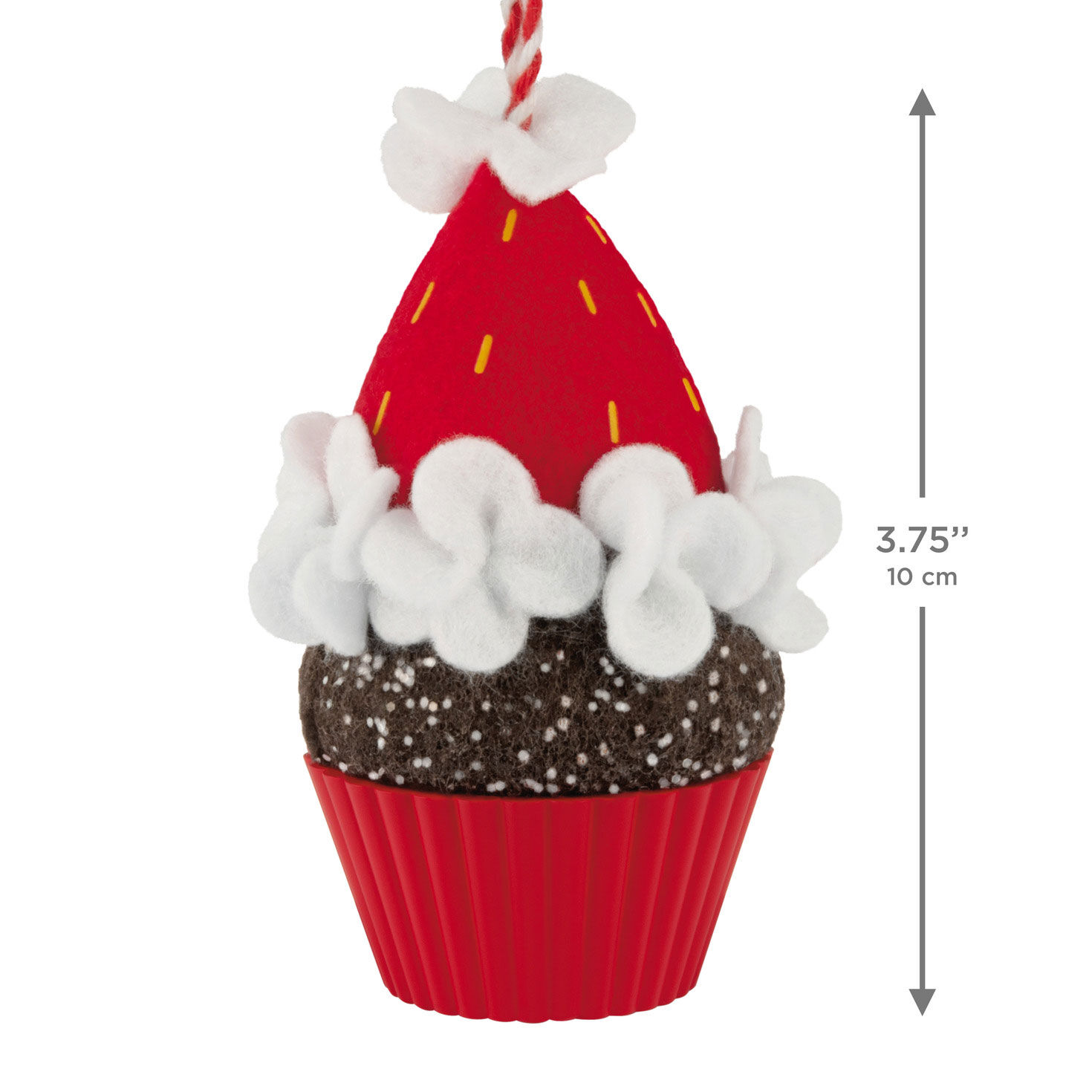 Santa Hat Chocolate Cupcake Keepsake Ornament measurement image number 3