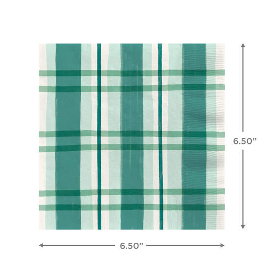 Green and White Plaid Dinner Napkins, Set of 16, , large image number 2