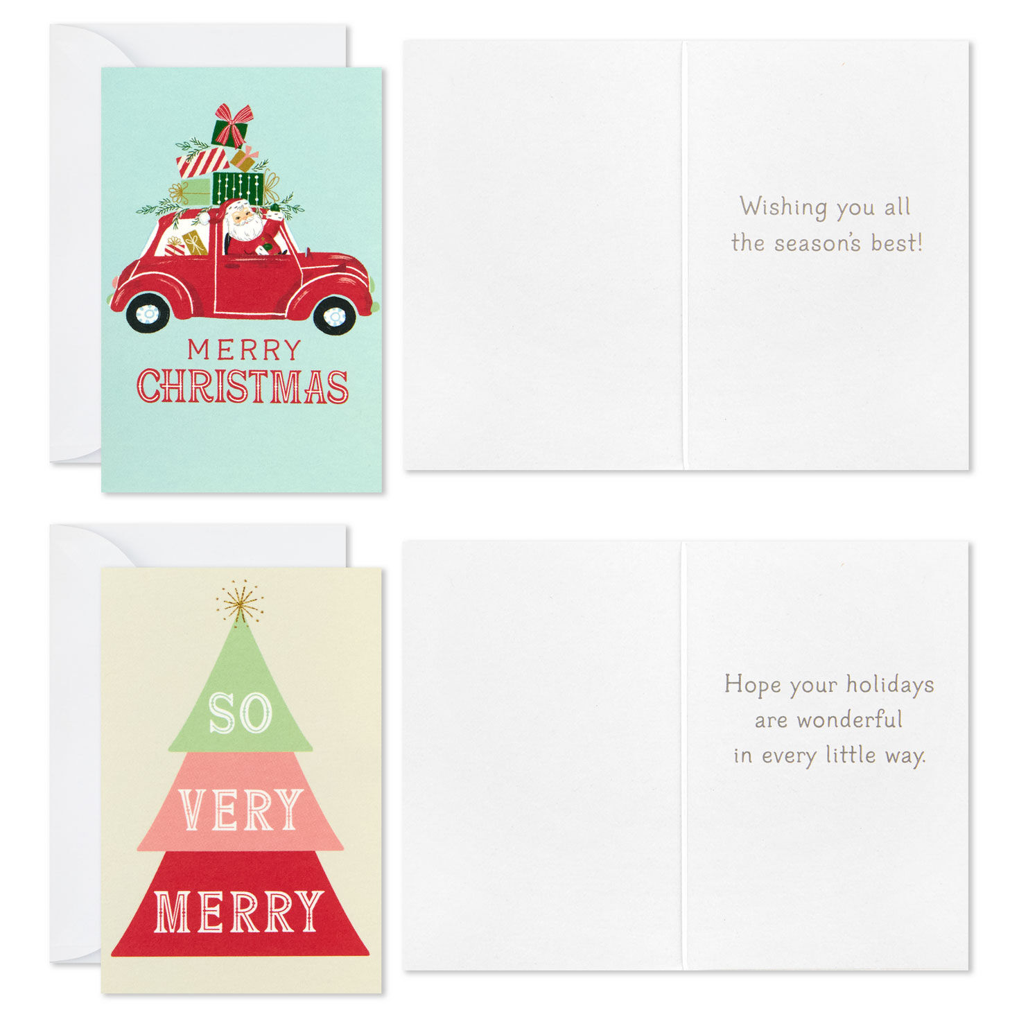 Happy Holidays Retro Mini Cards Pack Card Front with Sentiment image number 3