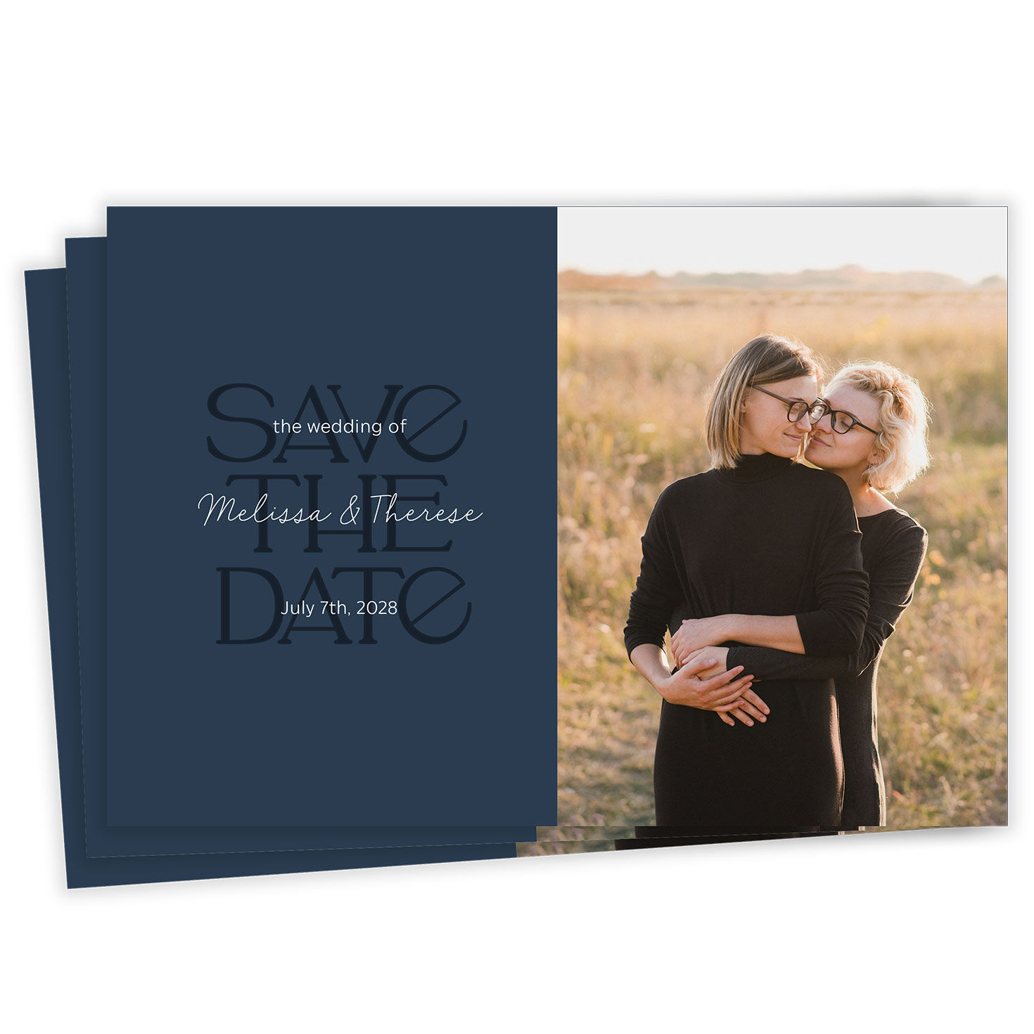 Blue Elegant and Simple Flat Wedding Save the Date