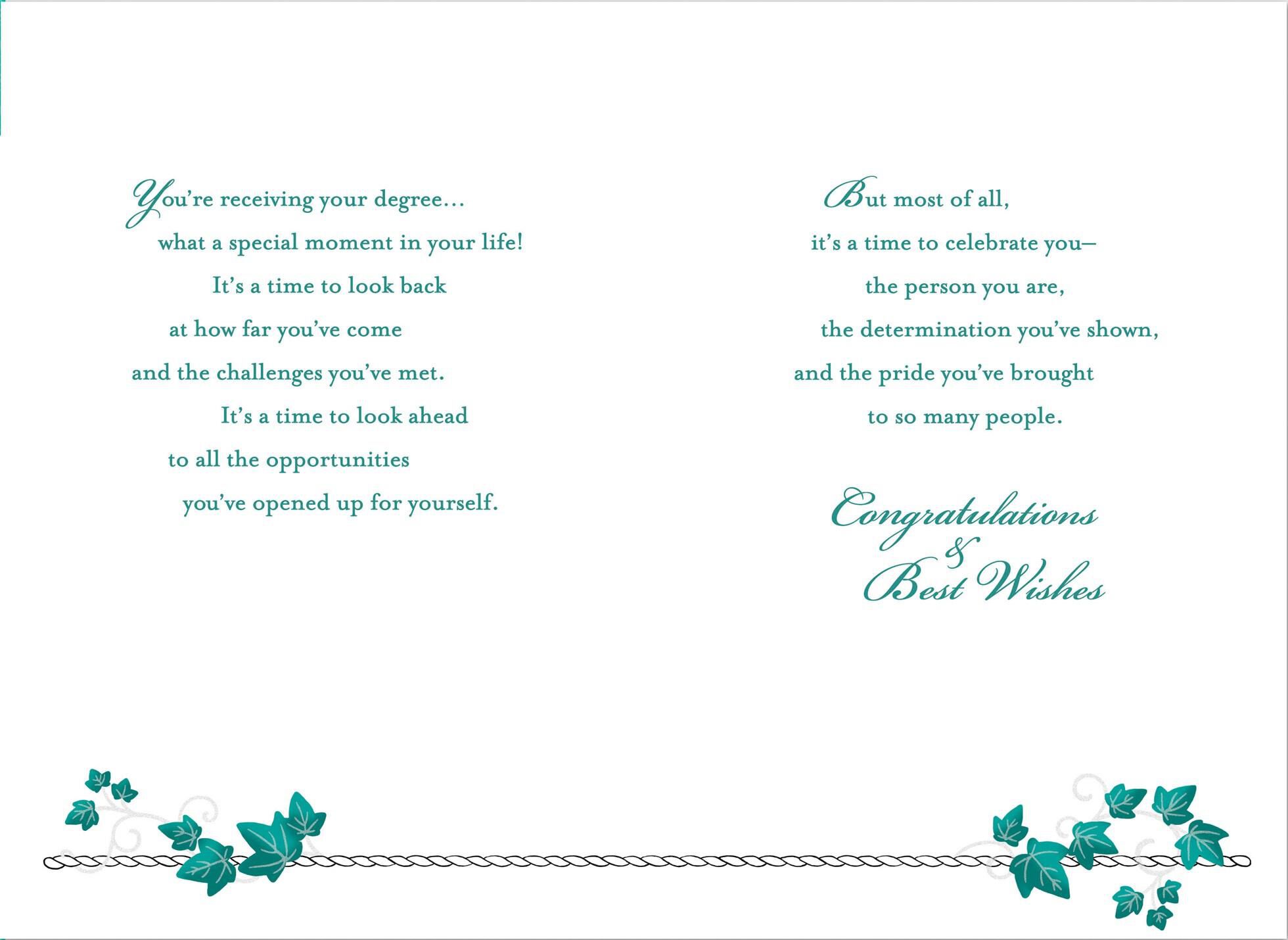 You Earned Your Degree Key and Ivy Graduation Card