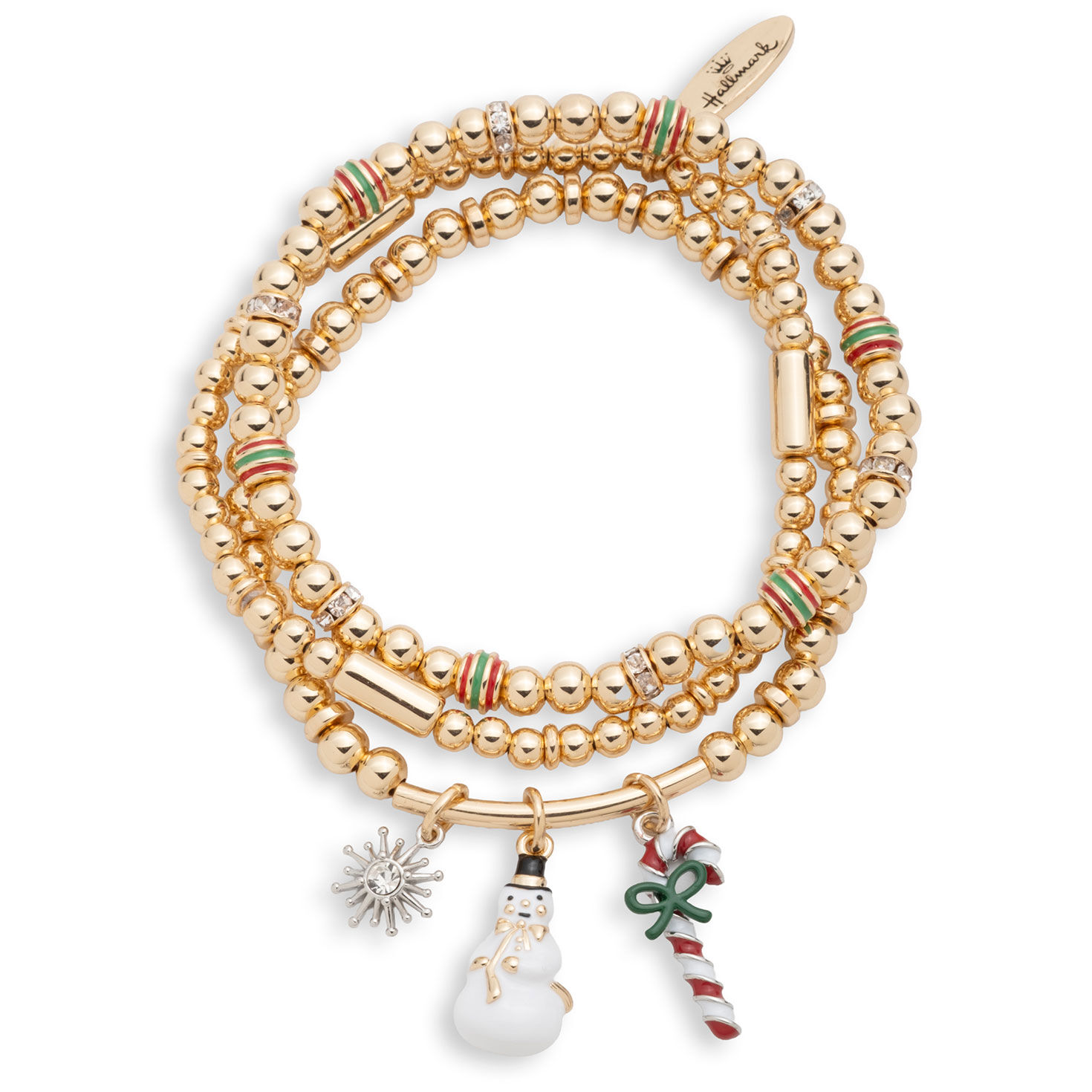 Hallmark Gold Christmas Stretch Charm Bracelets, Set of 3