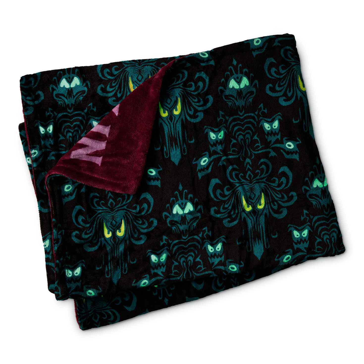 Haunted Mansion Eyes and Words Two-Sided Blanket front folded glowing image number 2