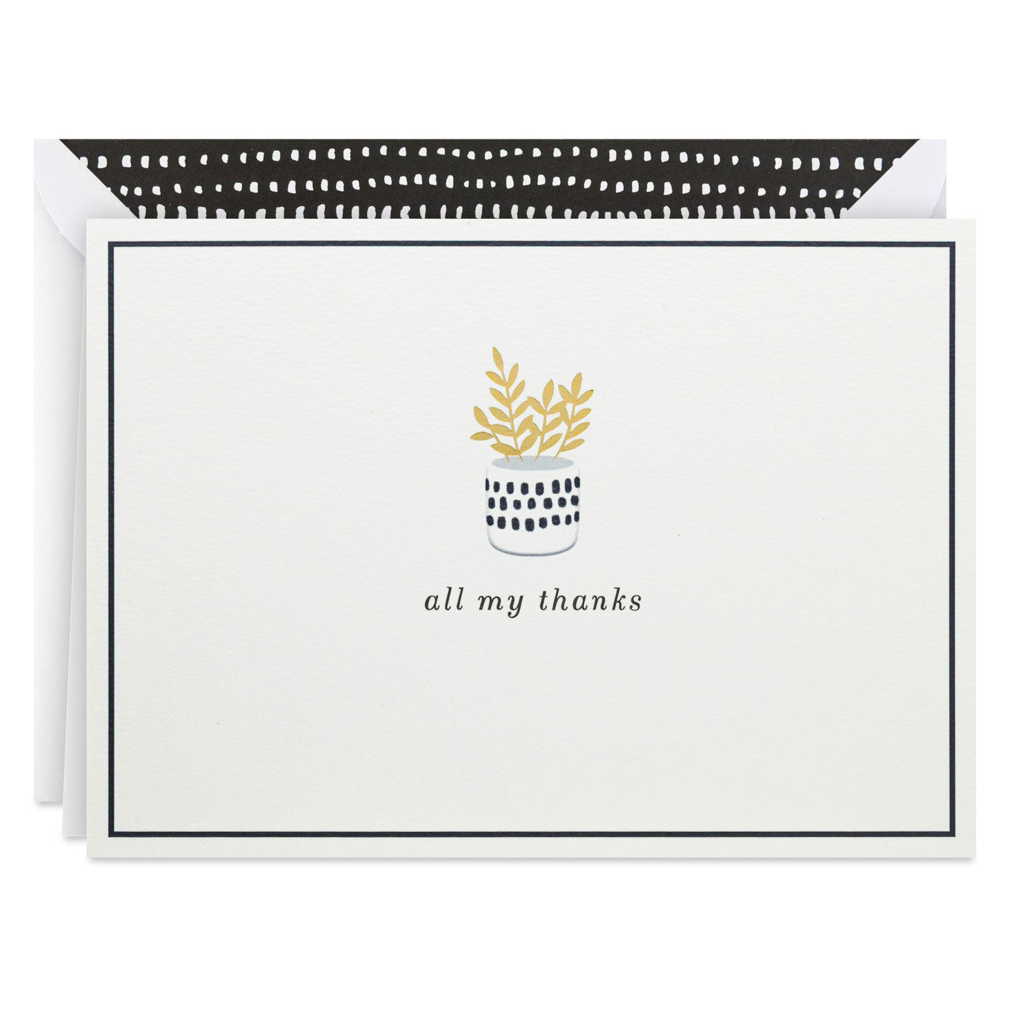 Black and White Potted Plant Thank You Cards Pack card front image number 2