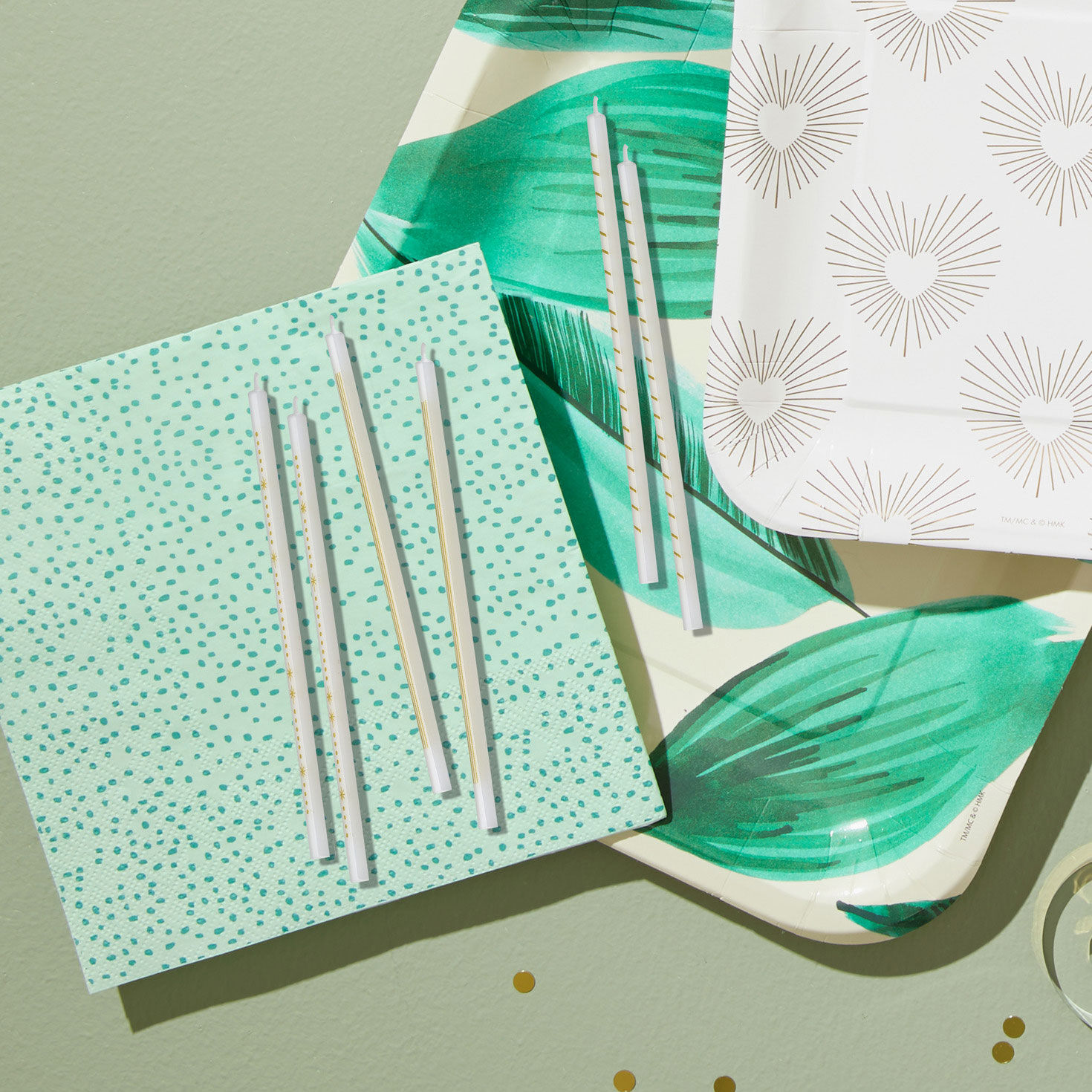 Gold Star Stripes Tall Triangle Birthday Candles in use image number 2