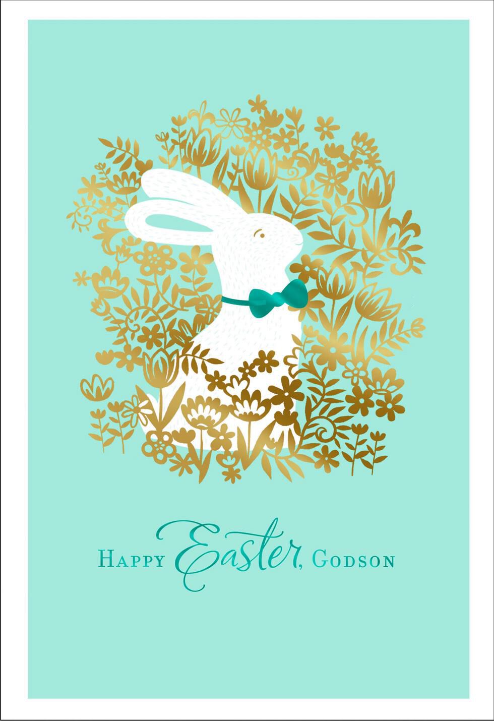 Flowers and Bunnies Easter Card for Godson