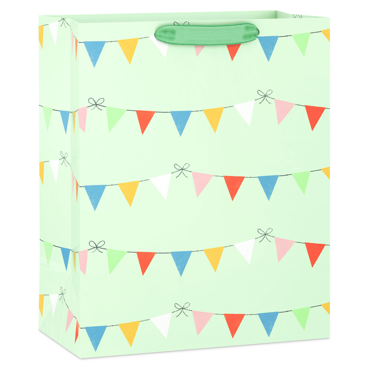 13" Colorful Banners on Light Green Large Gift Bag