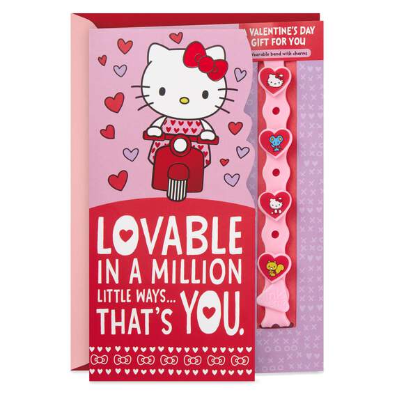 Hello Kitty® Lovable You Valentine's Day Card With Link'emz Wristband, , large image number 1