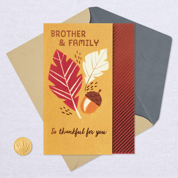 So Thankful for You Thanksgiving Card for Brother and Family, , large image number 5