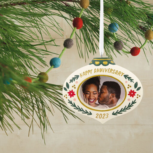 Happy Anniversary 2023 Photo Frame Hallmark Ornament, 