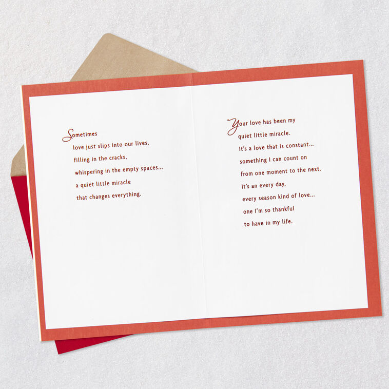 Sparkly Red and White Pine Cones Romantic Christmas Card Open card with envelope image number 4