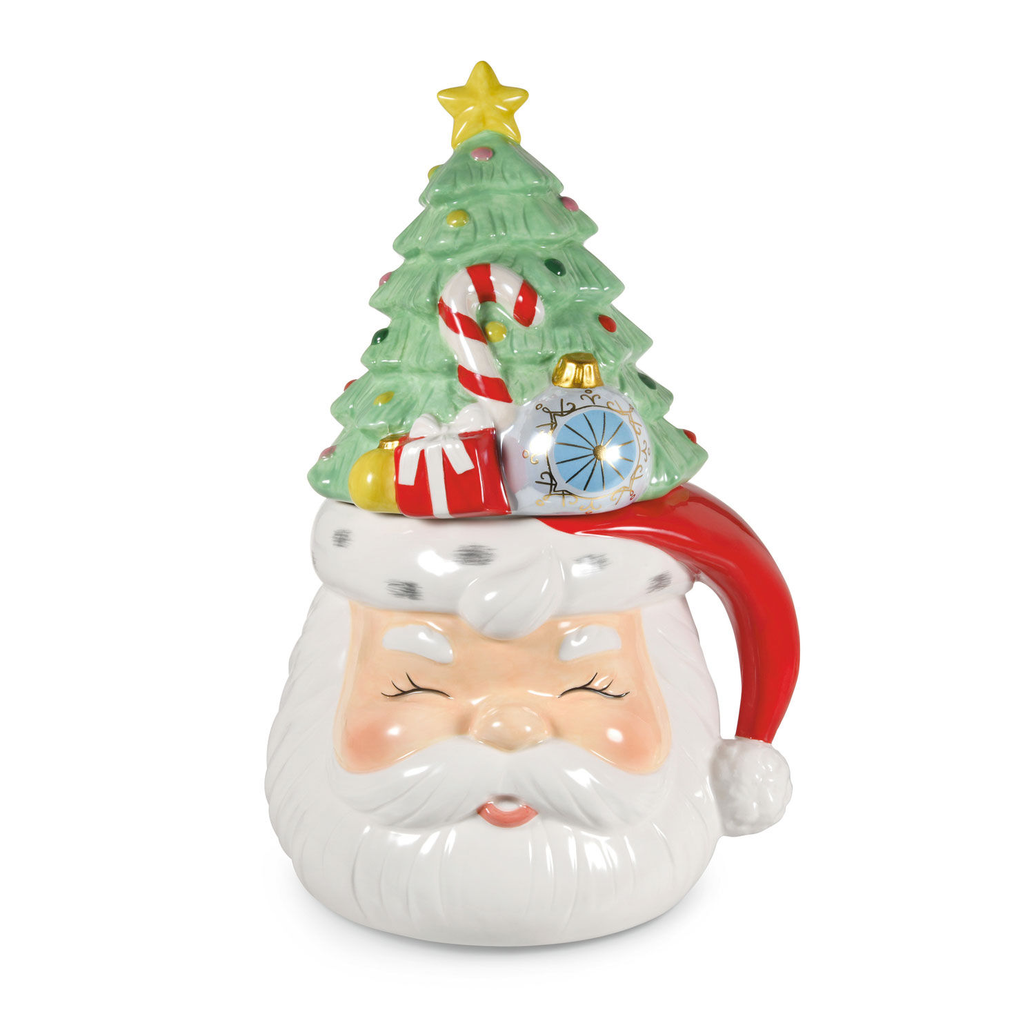 Santa and Christmas Tree Sculpted Cookie Jar, 12.5&quot;