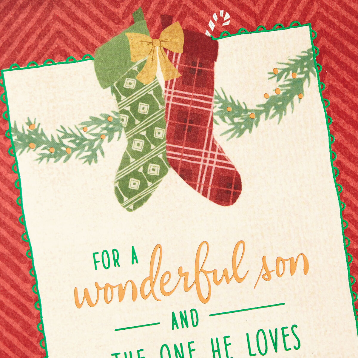 A Pair of Stockings Christmas Card for Son and the One He Loves