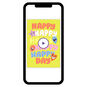 Happy Day With Balloons Personalized Congrats Card phone with card front image number 1