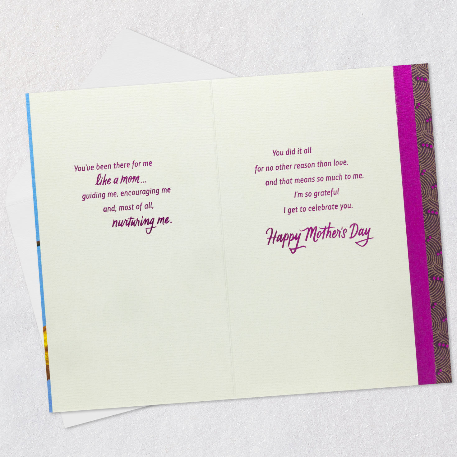 Tropical Flowers Like a Mom Mother's Day Card Open card with envelope image number 4