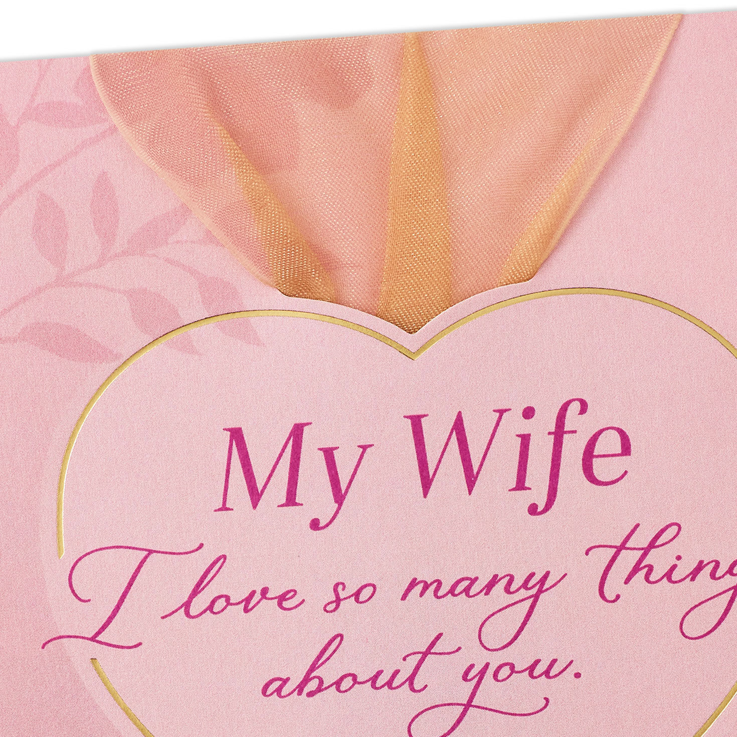 Pink and Gold Heart and Flowers Wife Birthday Card Card Front Detail image number 6