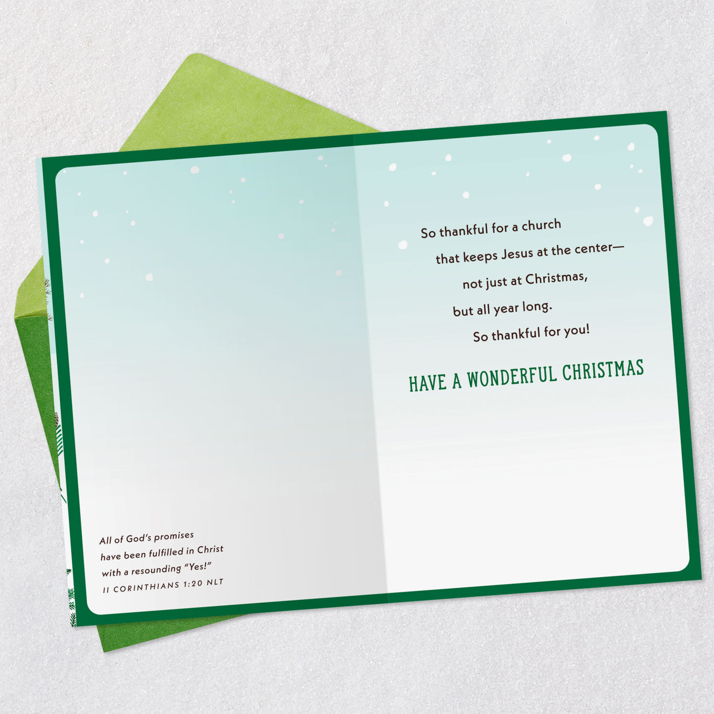 Keeping Jesus at the Center Religious Christmas Card for Pastor and Family Open card with envelope image number 4