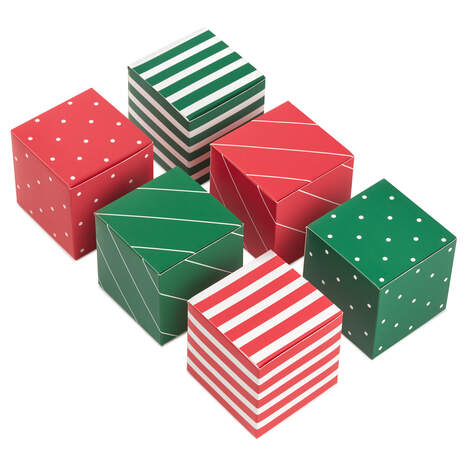 2.5" Assorted 6-Pack Square Red and Green Mini Gift Boxes, , large