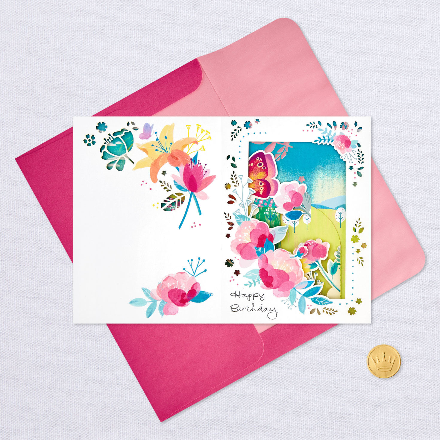 Beautiful Year Butterfly on Flowers 3D Pop-Up Birthday Card for only USD 8.99 | Hallmark