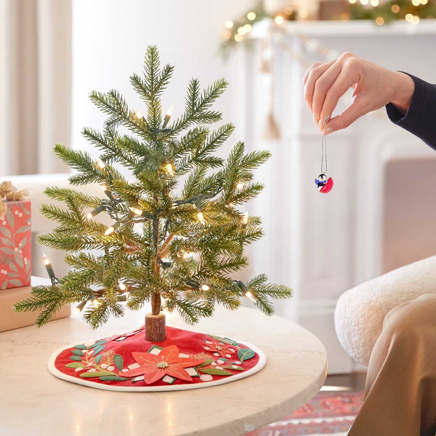 Penguin With Fruit Slice Candy Keepsake Ornament hand holding item image number 4