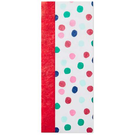Cherry Red and Dots on White 2-Pack Tissue Paper, 6 sheets, , large
