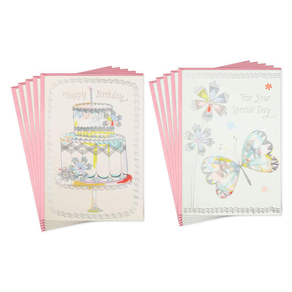 Cake Stand and Butterfly Assorted Birthday Cards, Pack of 10, , large image number 1