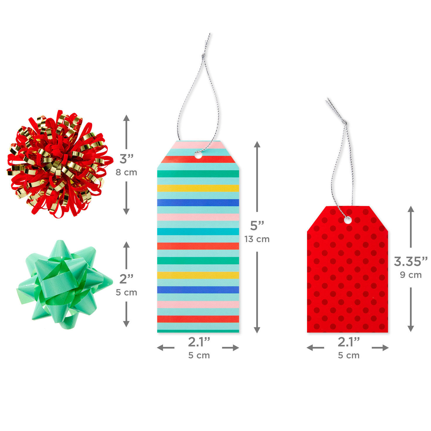 Aqua, Red, Gold Bows, Ribbons and Gift Tags Pack measurement image number 4