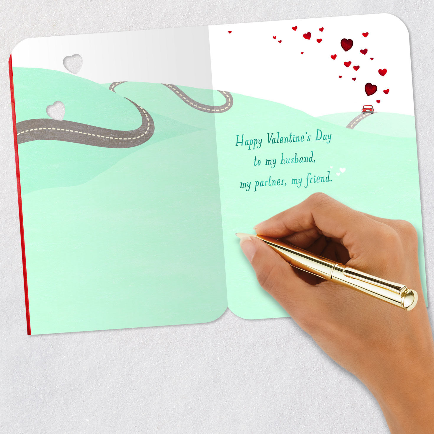 Heart With Car on Road Husband Valentine's Day Card Signing card image number 6
