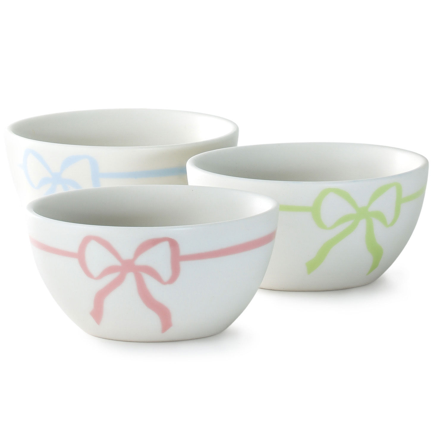 Set of 3 Small Serving Bowls With Bow Designs fronts image number 3