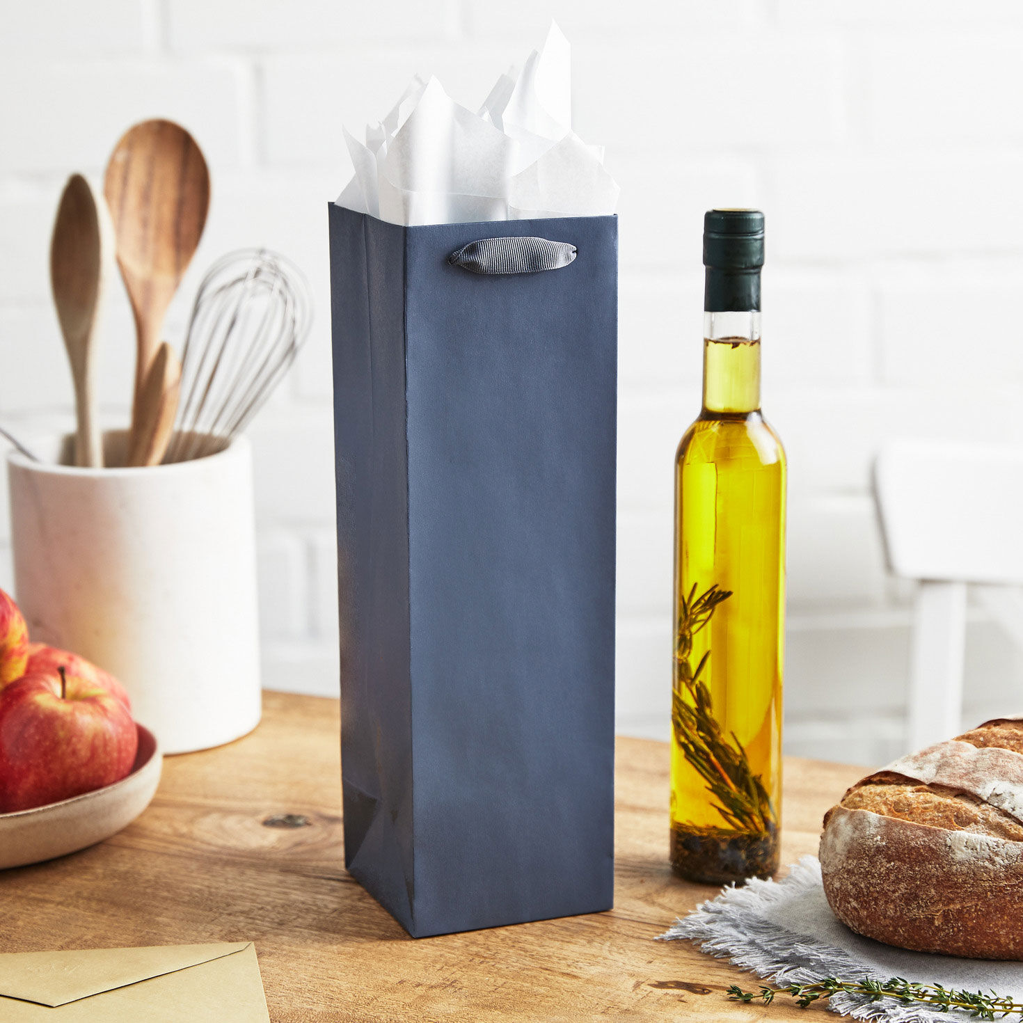 13" Gray Wine Gift Bag, Gray, large image number 2