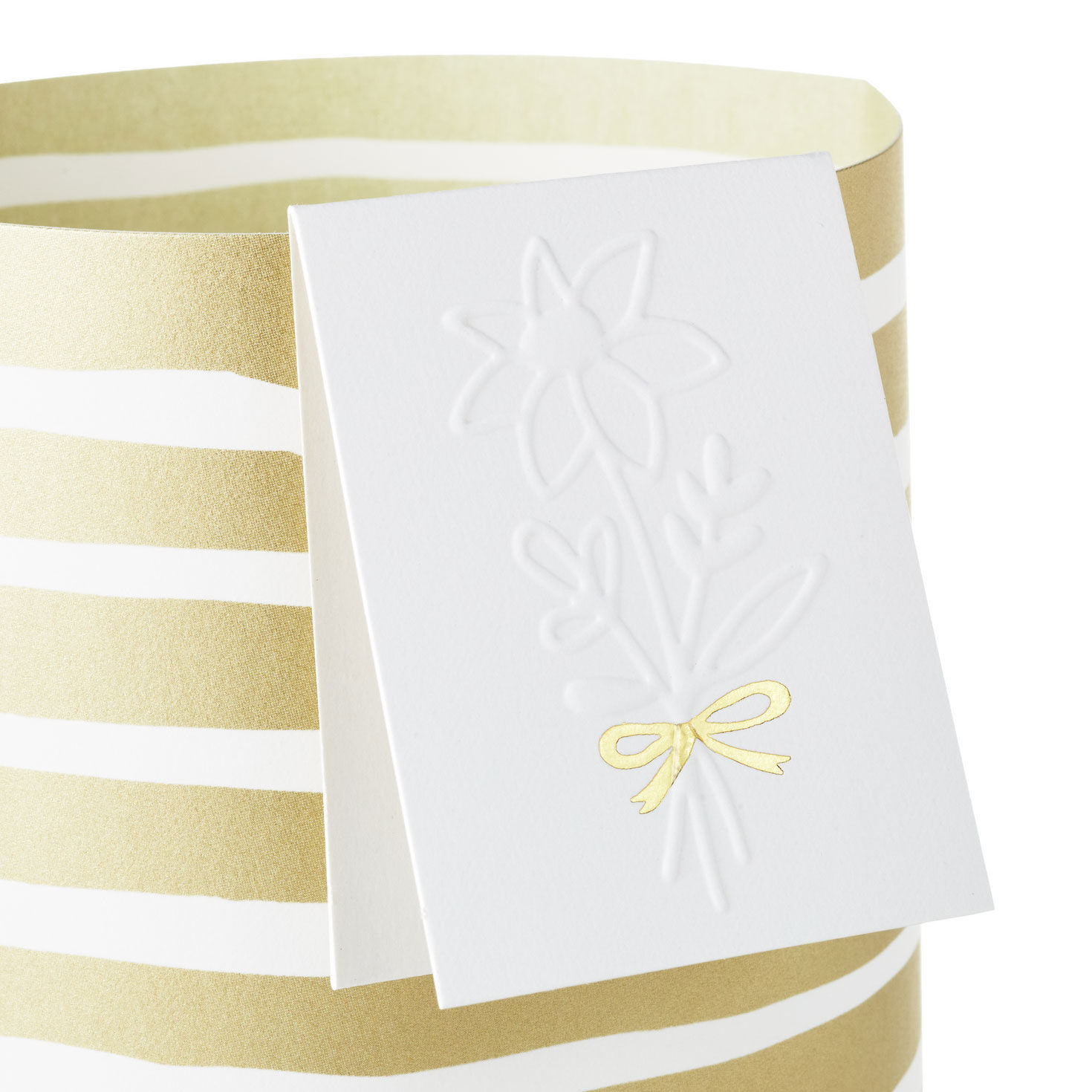 Build-a-Bouquet Gold Stripes Pop-Up Paper Vase With Mini Card, Gold Stripes, large image number 3