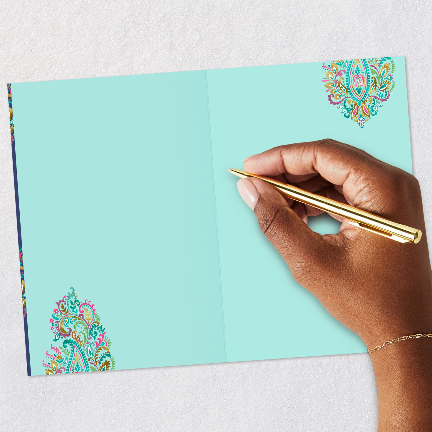 Colorful Elegant Paisley Pattern Blank Card Signing card image number 5