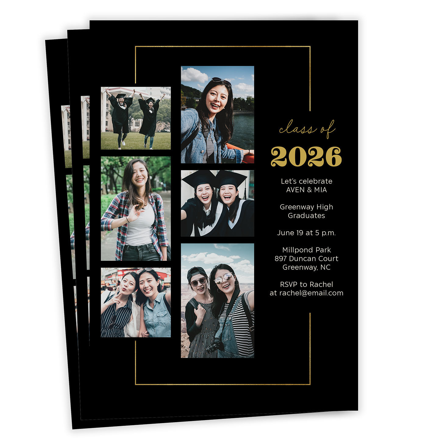 Elegant Photo Collage Flat Graduation Party Invitation