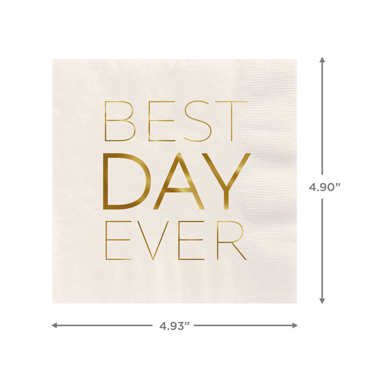 Ivory "Best Day Ever" Cocktail Napkins, Set of 16, , large image number 3