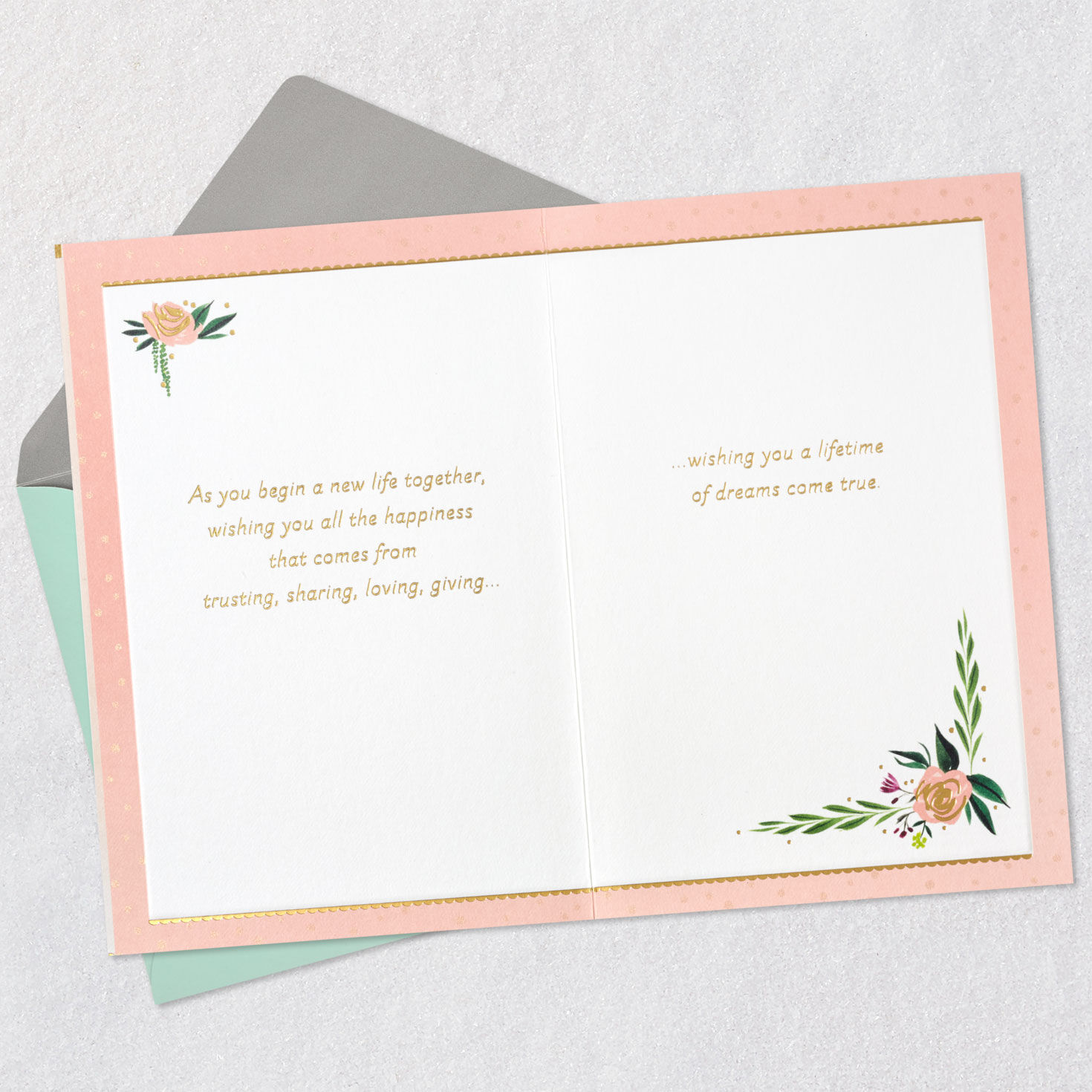 Floral Cake Wedding Congratulations Card Open card with envelope image number 4