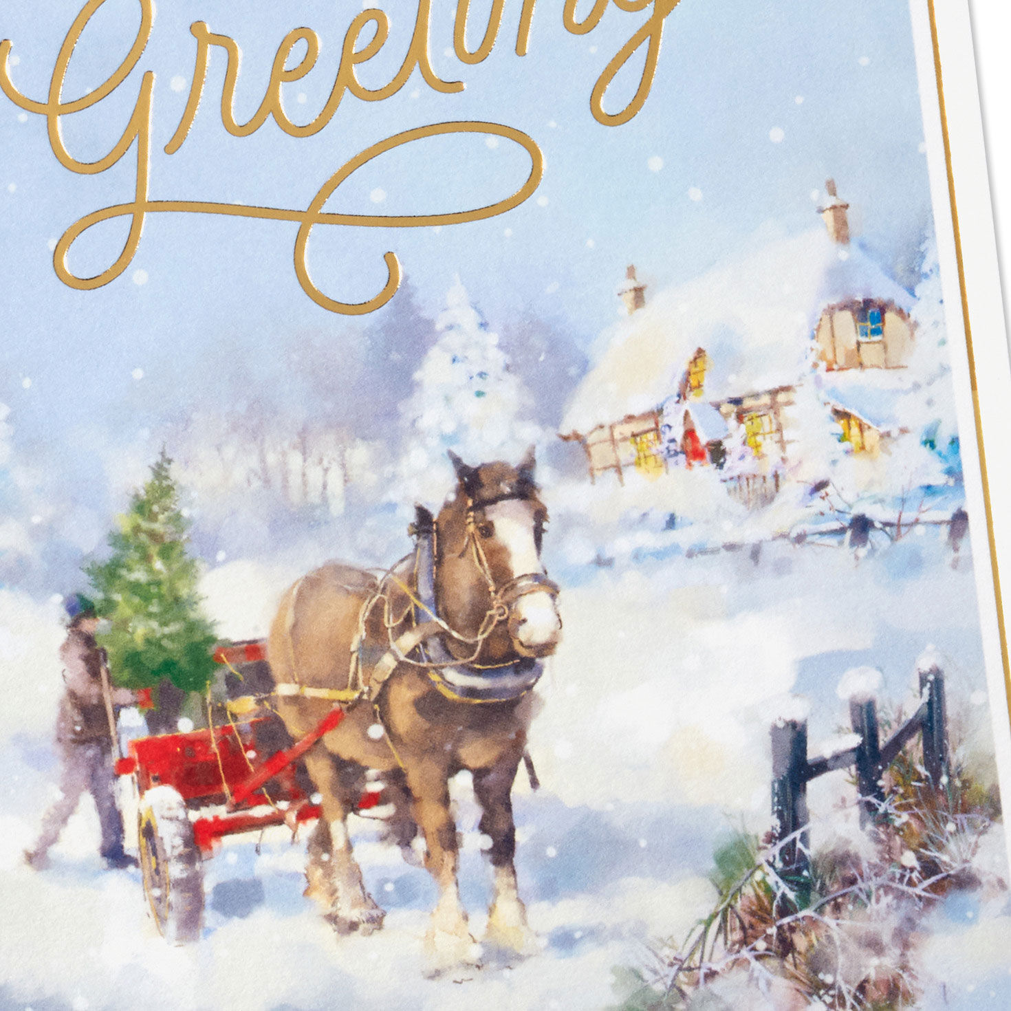 Horse and Holiday Wagon Boxed Christmas Cards, Pack of 16, , large image number 5