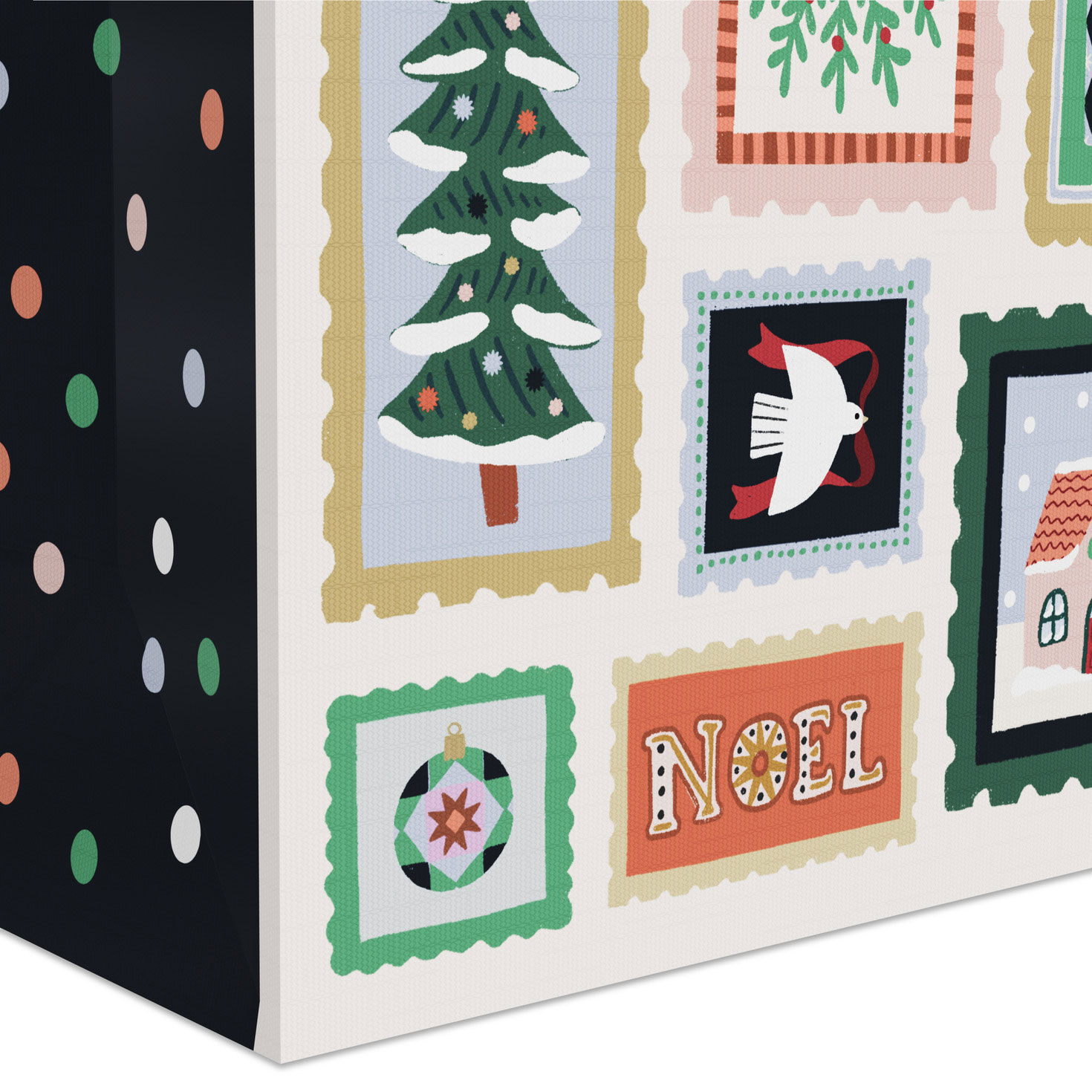 Winter Stamps Medium Holiday Gift Bag Base/Side Detail image number 5