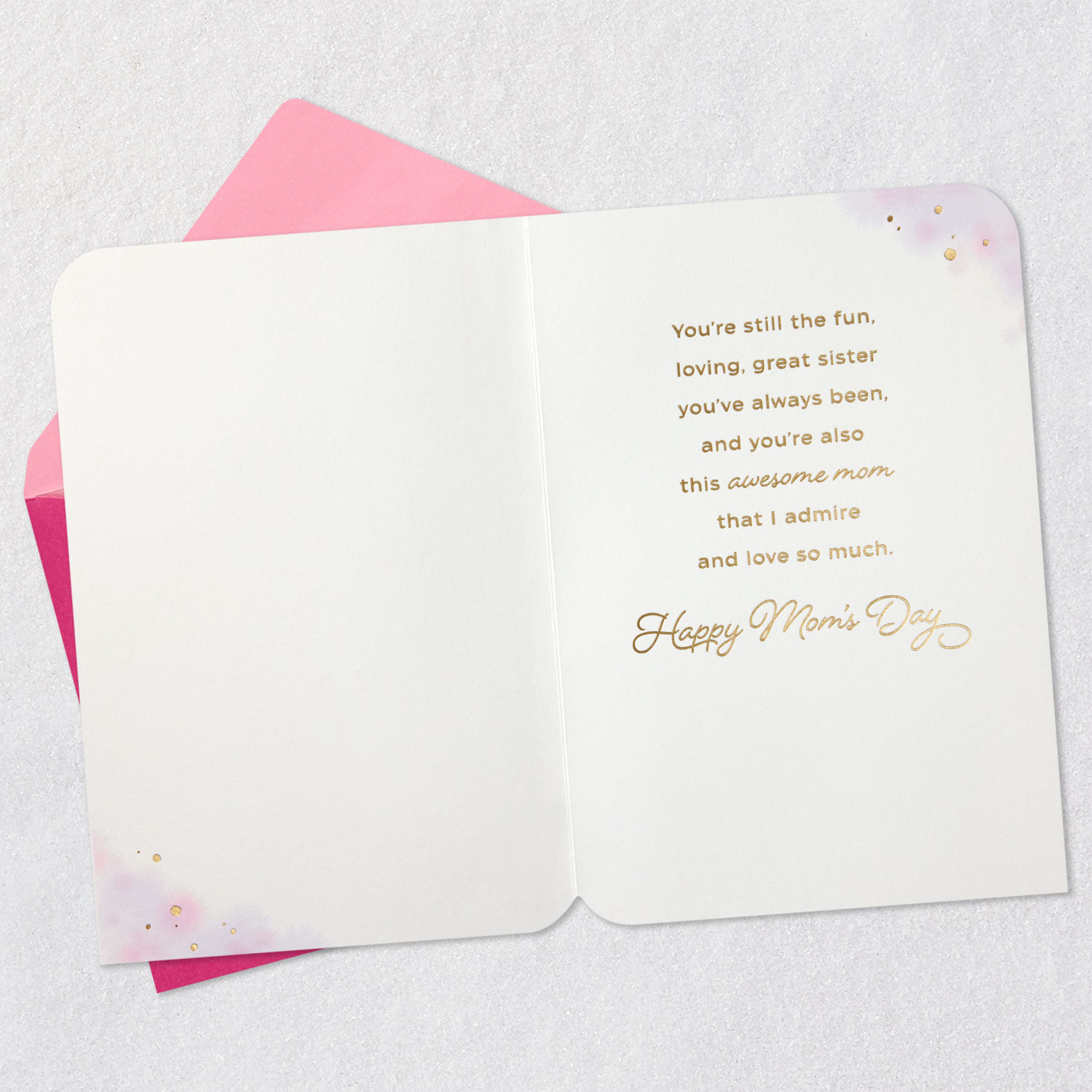 Hummingbird and Flowers Sister Mother's Day Card Open card with envelope image number 3