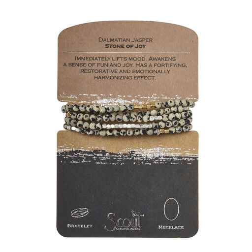 Dalmatian Jasper Stone of Joy Beaded Wrap Jewelry, 