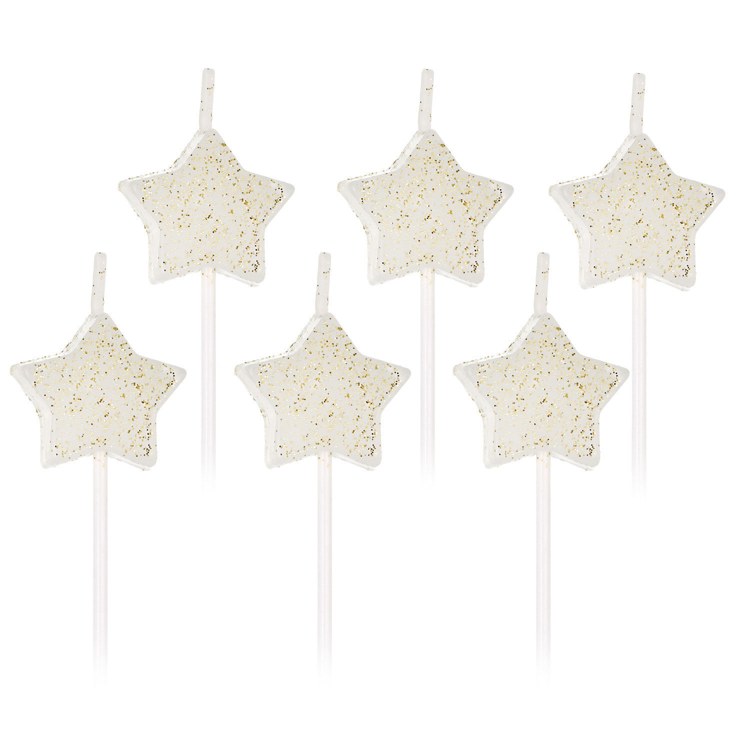 White Star-Shaped With Gold Glitter Birthday Candles, Set of 6 for only USD 4.99 | Hallmark