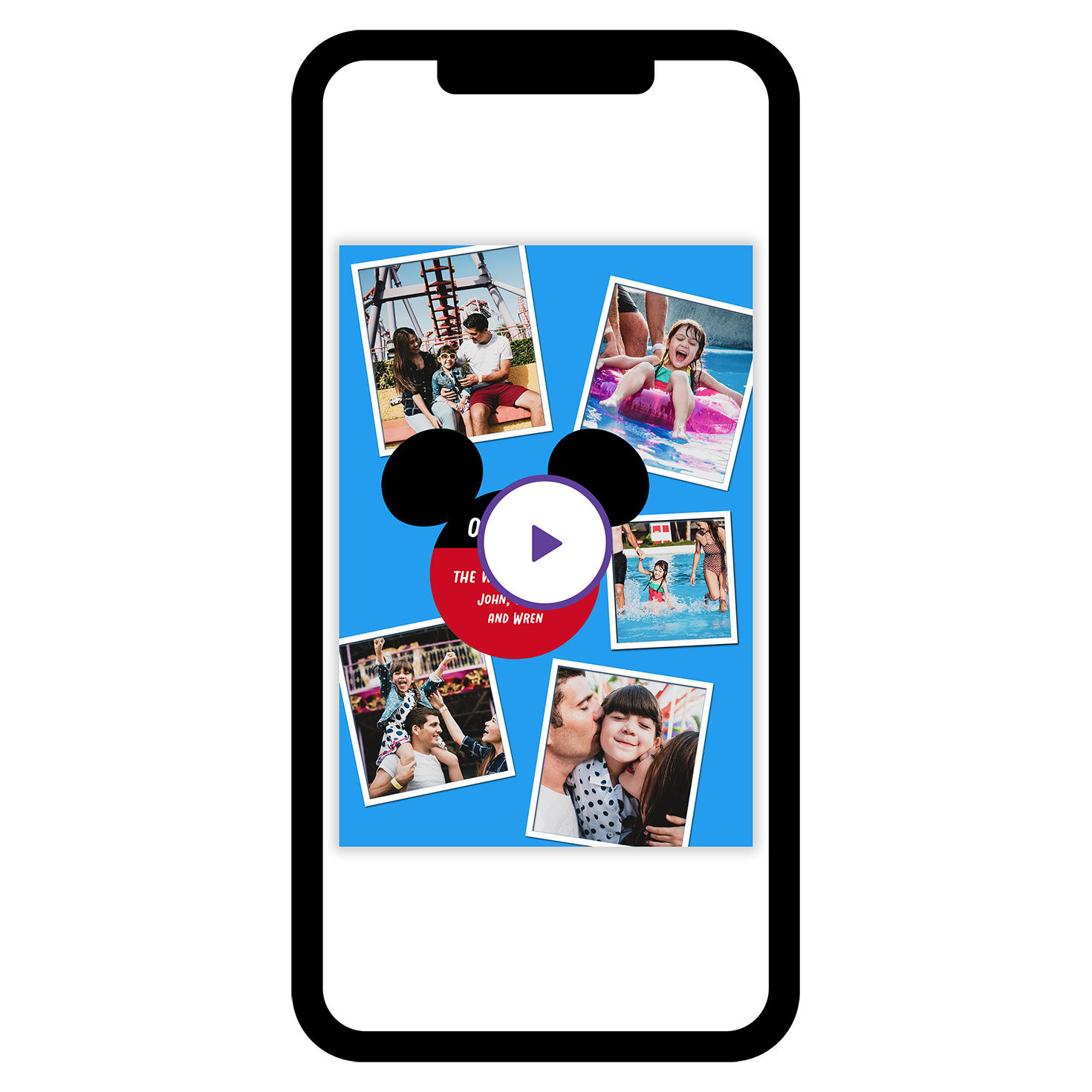 Blue With Mickey Ears Personalized Photo Card phone with card front image number 8