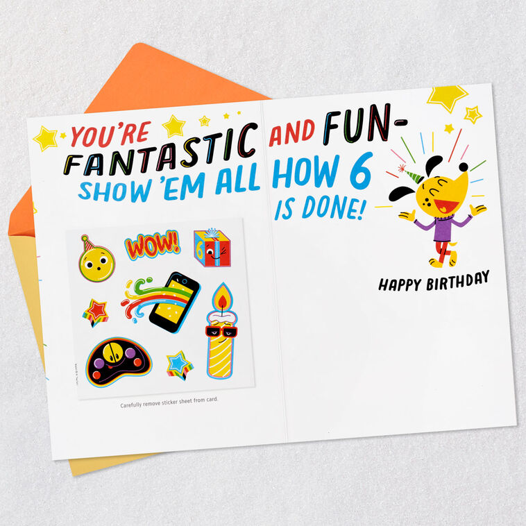 Fantastic and Fun 6th Birthday Card With Stickers, , large image number 4