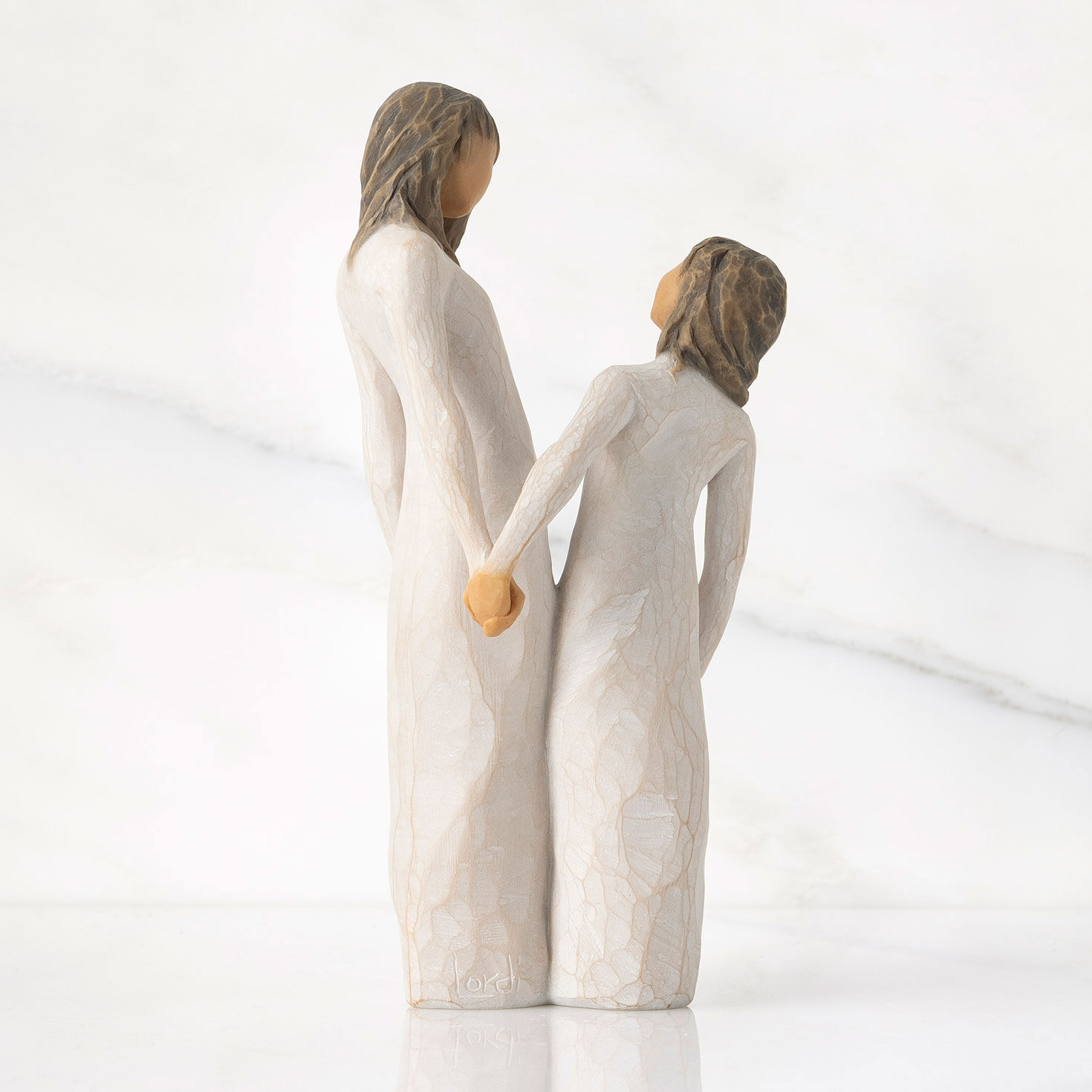 Woman and Girl Holding Hands Figurine back image number 5