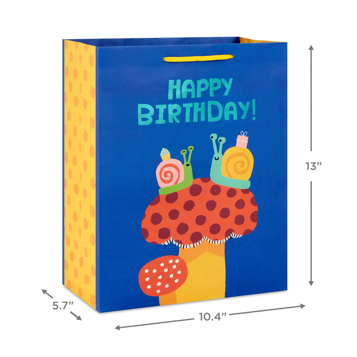 Party Snails on Mushrooms Large Birthday Gift Bag measurement image number 3