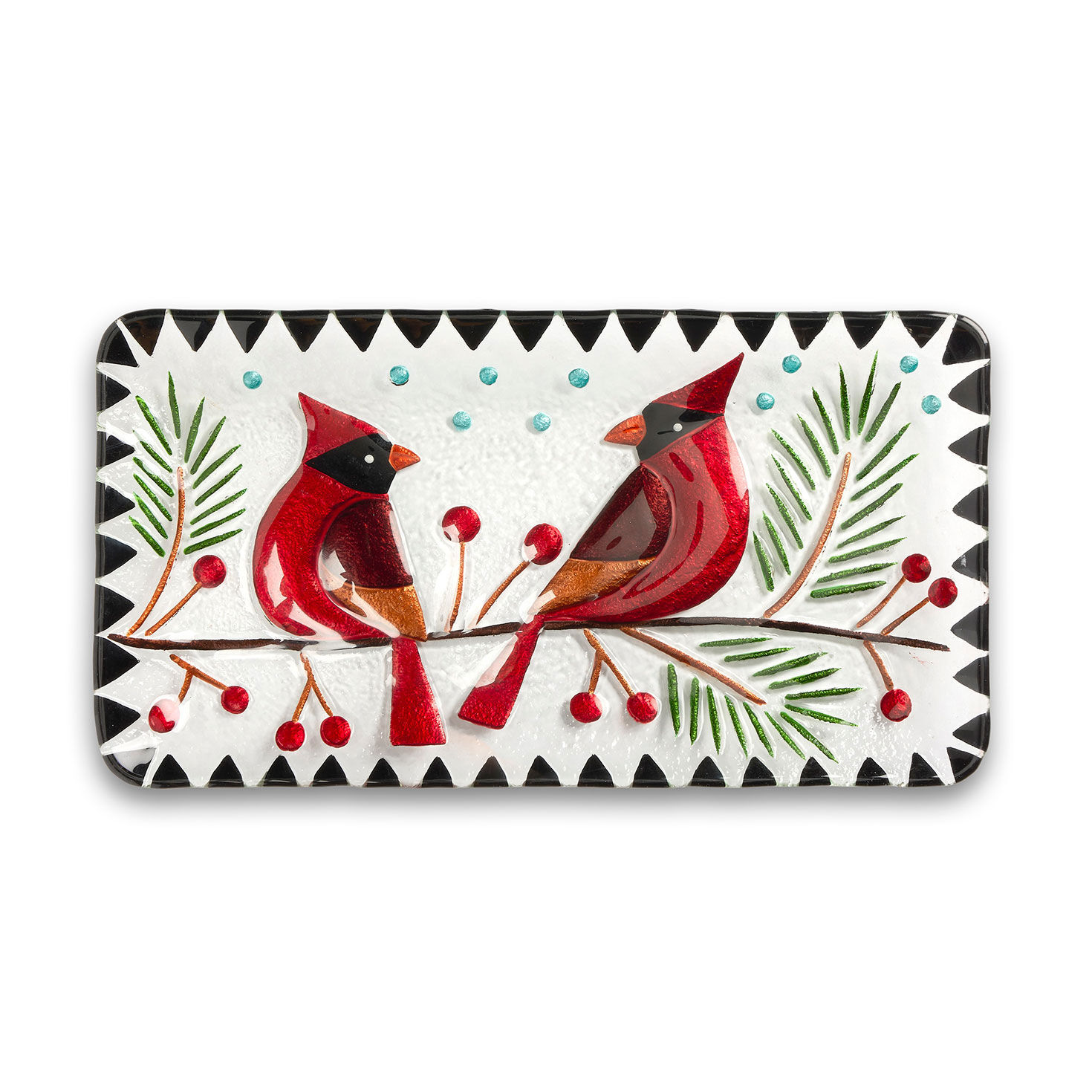 Demdaco Cardinal Duo Glass Serving Platter, 15x8